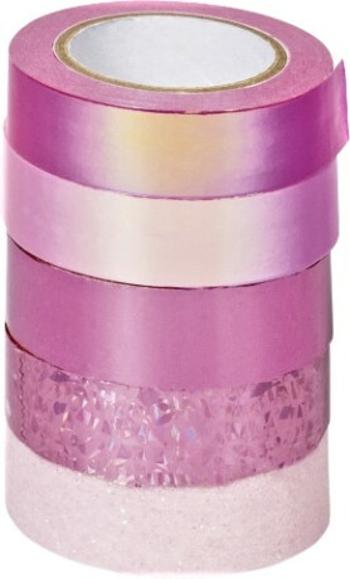 Páska lepící papírová - Lesk, glitr, hologram - Růžová