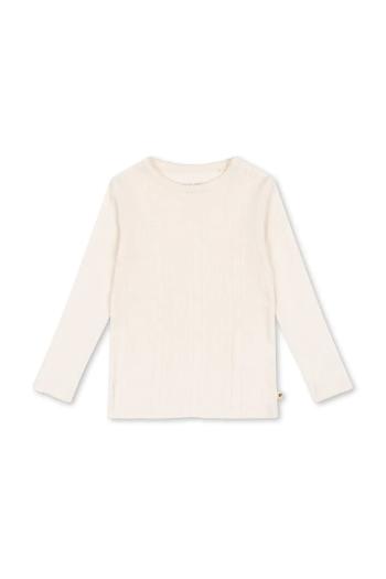 Detská bavlnená košeľa s dlhým rukávom Konges Sløjd MINNA BLOUSE GOTS béžová farba, KS102814