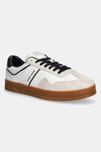 Kožené tenisky Tommy Jeans THE GREENWICH LEATHER béžová farba, EM0EM01587