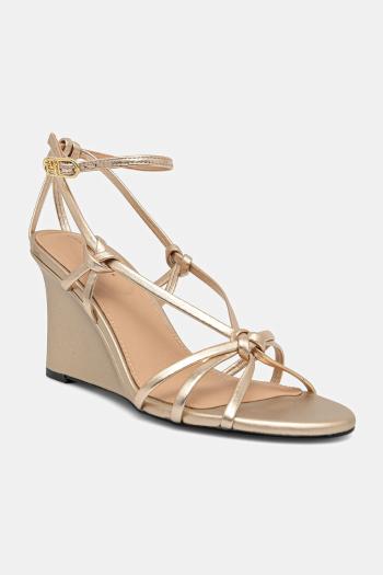Kožené sandále Tommy Hilfiger METAL LEATHER KNOTS WEDGE SANDAL zlatá farba, FW0FW08801
