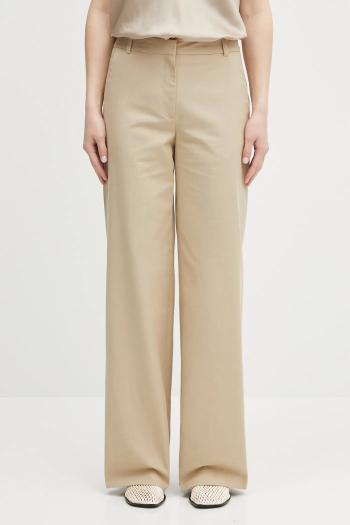 Bavlnené nohavice A.P.C. pantalon margaret dámske, béžová farba, široké, vysoký pás, COHFU.F08476