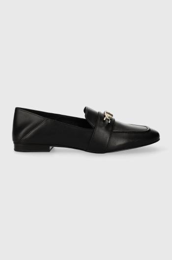 Kožené mokasíny MICHAEL Michael Kors Tiffanie dámske, čierna farba, na plochom podpätku, 40H3TFFP1L