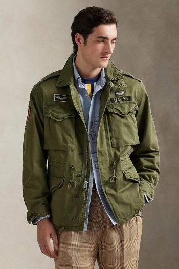 Bavlnená bunda Polo Ralph Lauren zelená farba, prechodná, 710970575