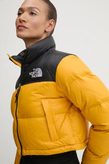 Páperová bunda The North Face Nuptse dámska, žltá farba, zimná, NF0A5GGEZU31