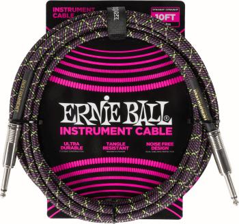 Ernie Ball Braided Instrument Cable Straight/Straight 3 m Rovný - Rovný Nástrojový kábel