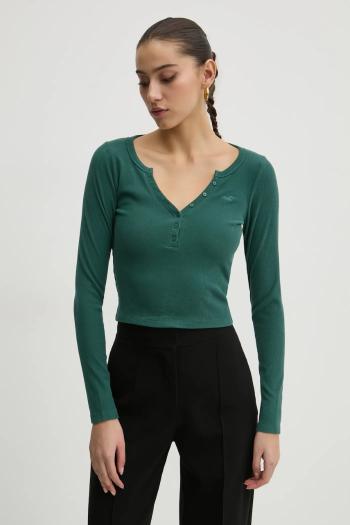 Tričko s dlhým rukávom Hollister Co. dámske, zelená farba, KI339-3684