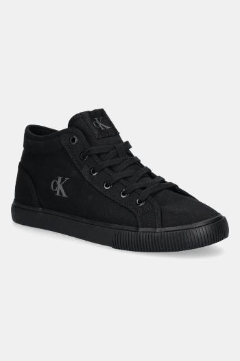 Tenisky Calvin Klein Jeans ESS VULC MID MG CANVAS čierna farba, YM0YM01210