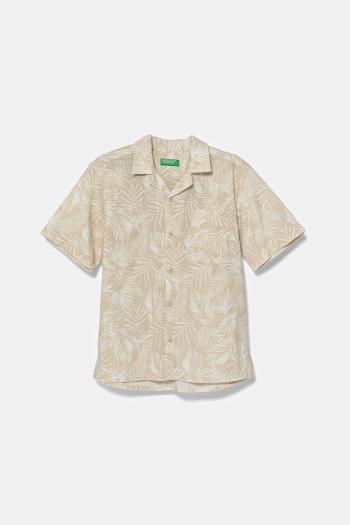 Detská bavlnená košeľa United Colors of Benetton béžová farba, 5OUGCQ03U
