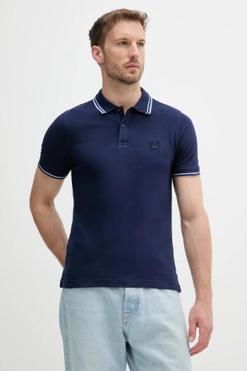 Polo tričko United Colors of Benetton pánske, tmavomodrá farba, jednofarebné, 3F9HU302E