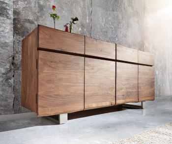 Komoda Live Edge 172 cm akáciová hnedá 4 dvierka 4 zásuvky