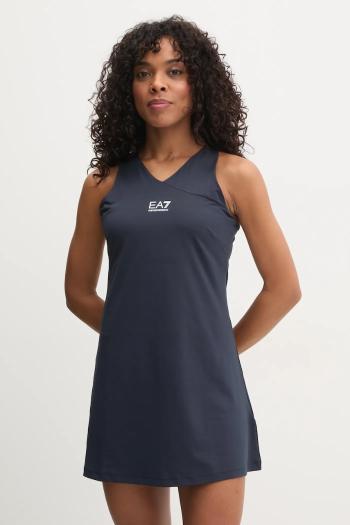 Športové šaty EA7 Emporio Armani tmavomodrá farba, mini, áčkový strih, AF12509.7W000317