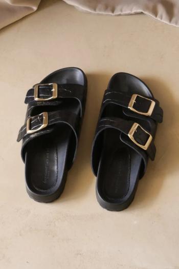Kožené šľapky Manebi Traveler Nordic Sandals dámske, čierna farba, M 2.2 RT