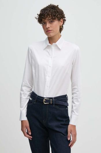 Košeľa Calvin Klein dámska, biela farba, slim, s klasickým golierom, K20K207671
