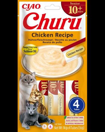 INABA Churu Cat Senior Chicken 4x14g recompensa cremoasa cu aroma de pui pentru pisici mai in varsta