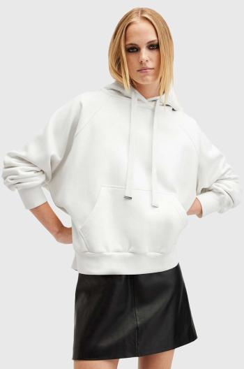 Bavlnená mikina AllSaints TALON UNDRGRND HOODY dámska, biela farba, s kapucňou, s potlačou, W051JB