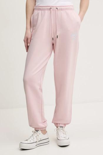 Bavlnené tepláky Guess Jeans dámske, ružová farba, s potlačou, W5RB63 K68I4