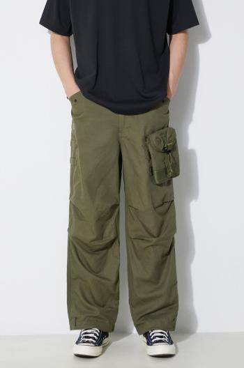 Nohavice Maharishi M.A.L.I.C.E. M51 Cargo Pants Cotton Hemp Twill 28 pánske, zelená farba, rovné, 5051.OLIVE