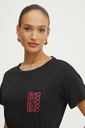Bavlnené tričko Liu Jo dámske, čierna farba, VA5152.JS923