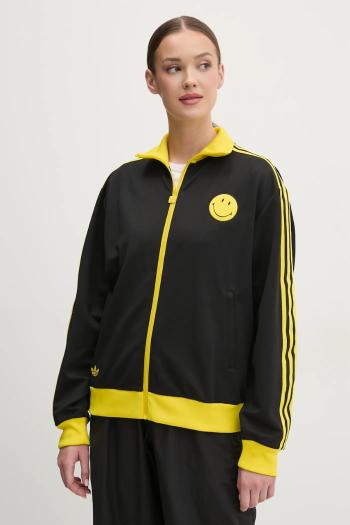 Mikina adidas Originals X Smiley dámska, čierna farba, vzorovaná, JD2736