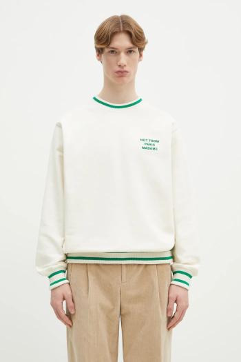 Bavlnená mikina Drôle de Monsieur Le Sweatshirt Slogan Sport pánska, béžová farba, s potlačou, F-SW140-CO127-CM