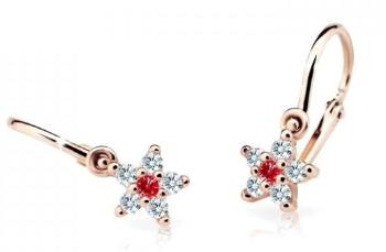 Cutie Jewellery Trblietavé detské náušnice z ružového zlata C2118-10-X-4 červená