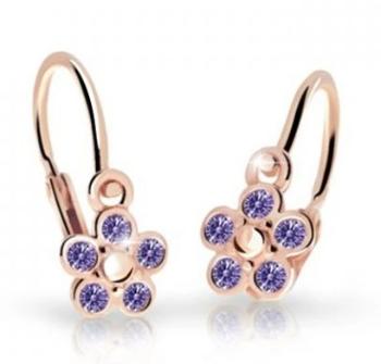 Cutie Jewellery Detské kvietkové náušnice z ružového zlata C2744-10-X-4 fialová