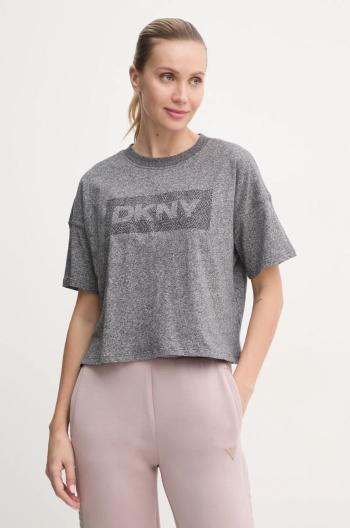 Bavlnené tričko Dkny dámske, šedá farba, DP4T1040