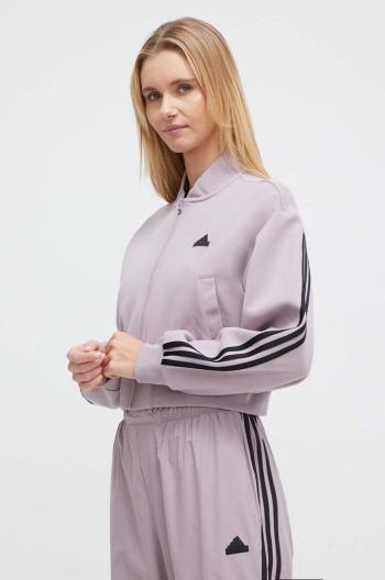 Mikina adidas dámska, fialová farba, jednofarebná, IS3652