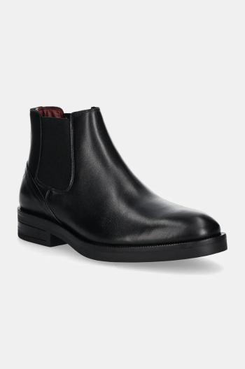 Kožené topánky chelsea Tommy Hilfiger PREMIUM HILFIGER TL LTH CHELSEA pánske, čierna farba, FM0FM05185