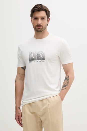 Bavlnené tričko Armani Exchange pánske, biela farba, s potlačou, XM000555 AF10358