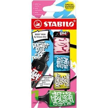 STABILO BOSS MINI by Snooze One – 5 ks sada – ružová, modrá, žltá, zelená a čierna (4006381592307)