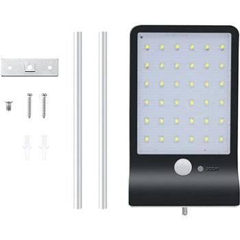 LEDSolar 36 nástenná lampa s vysunutím čierna, so senzorom, bezdrôtová, 2,5 W, studená farba (8595654703534)