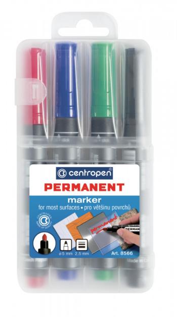 Značkovač Centropen 8566/4 permanent 4 farby valcový hrot 2,5mm