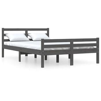 Rám postele sivý masívne drevo 135 × 190 cm Double, 814796