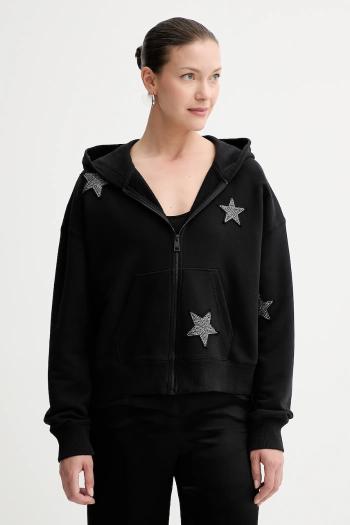 Mikina ZADIG&VOLTAIRE čierna farba, s kapucňou, s nášivkou, JWSS01666