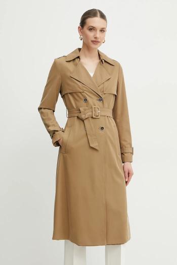 Trenčkot Guess dámsky, zelená farba, prechodný, dvojradový, W5RL15 WGYM2