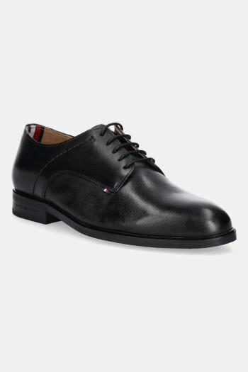 Kožené poltopánky Tommy Hilfiger TH THUNIT LTH SHOE čierna farba, FM0FM05533