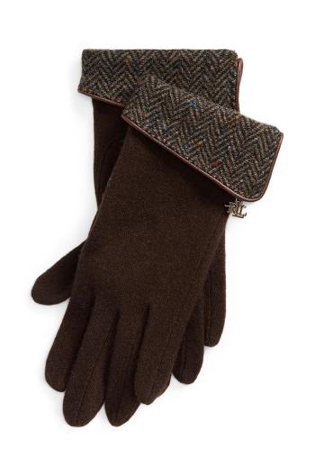 Vlnené rukavice Lauren Ralph Lauren hnedá farba, 454960115