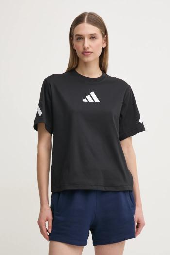 Bavlnené tričko adidas Z.N.E. dámske, čierna farba, JJ4778