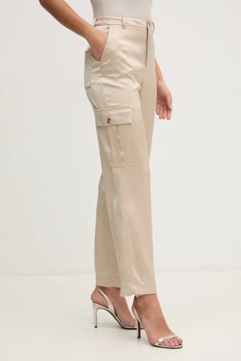 Nohavice Dkny dámske, béžová farba, rovné, vysoký pás, DJ4P3011