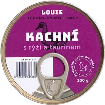 LOUIE Kompl. krmivo pre mačky - kačacie (95 %) s ryžou (5 %) a taurínom 100 g (8595174345689)