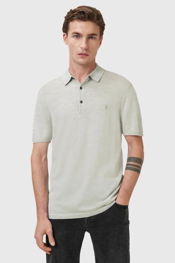 Vlnené polo AllSaints MODE zelená farba, jednofarebné, M086KB
