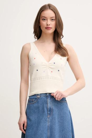 Bavlnený top United Colors of Benetton béžová farba, 10C1EH01A