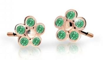 Cutie Jewellery Detské kvietkové náušnice z ružového zlata C2744-30-X-4 zelená