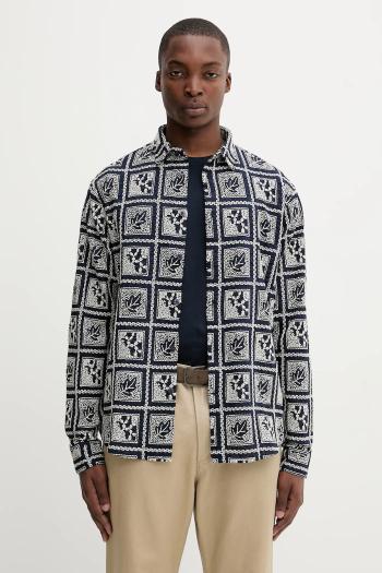 Bavlnená košeľa Desigual JACK tmavomodrá farba, voľný strih, s klasickým golierom, 25WMCW25