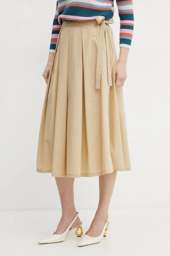 Bavlnená sukňa Weekend Max Mara béžová farba, midi, áčkový strih, 2515101032600