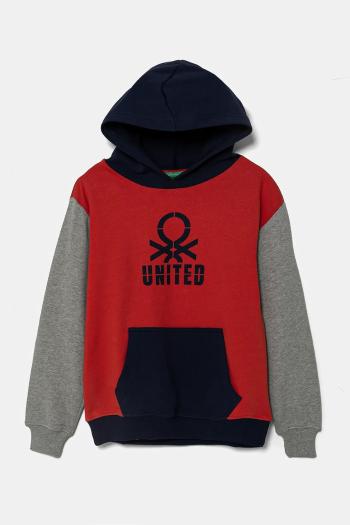 Detská bavlnená mikina United Colors of Benetton viac farieb, s kapucňou, s potlačou, 3UNIC204R