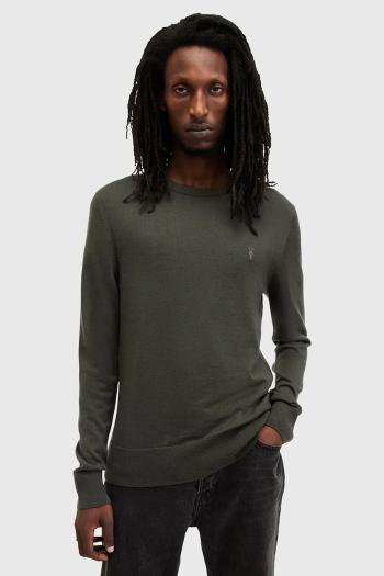 Vlnený sveter AllSaints MODE pánsky, šedá farba, M002KZ