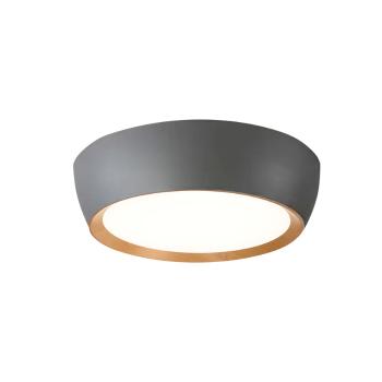 stropná lampa abruzzo sivá drevená stropná lampa biele tienidlo