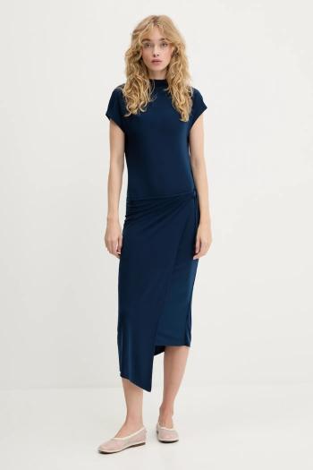 Šaty Calvin Klein tmavomodrá farba, midi, priliehavé, LV044C237G